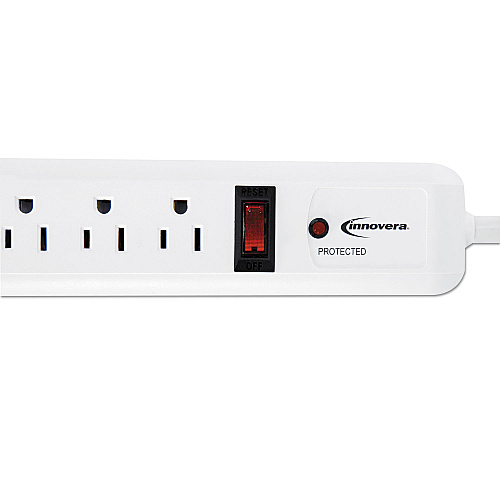 Innovera Surge Protector, 6 AC Outlets, 4 ft Cord, 540 J, White (IVR71652)