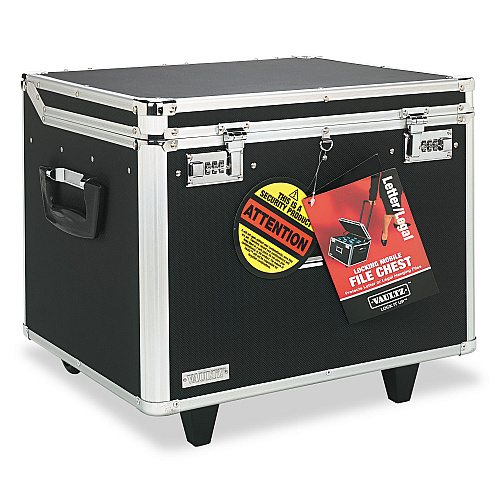 Vaultz Locking Mobile File Chest, Letter/Legal Files, 17.5" x 15.5" x 14.5", Black/Chrome (VZ01270)