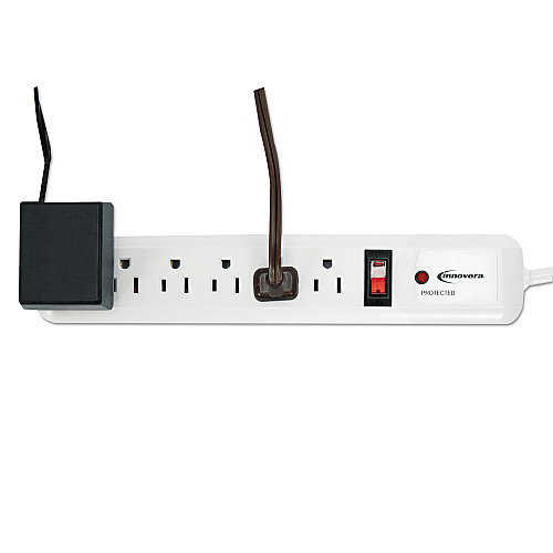 Innovera Surge Protector, 6 AC Outlets, 4 ft Cord, 540 J, White (IVR71652)