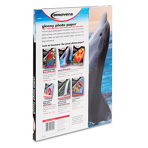 Innovera Glossy Photo Paper, 7 mil, 8.5 x 11, Glossy White, 50/Pack (IVR99450)