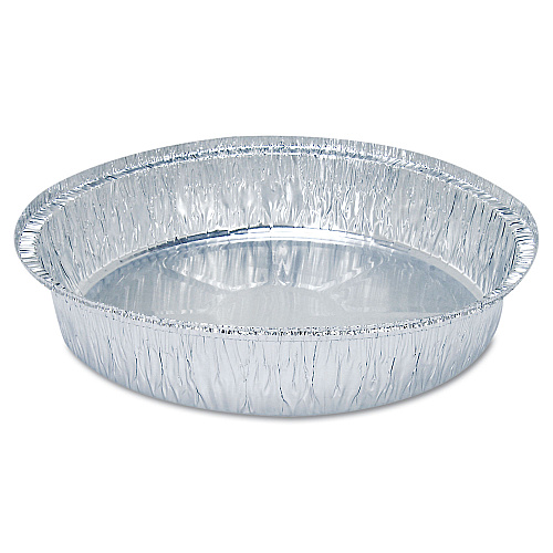 HFA Round Aluminum Container with Lid, 48 oz, 9" Diameter, Silver, 500/Carton (204630)