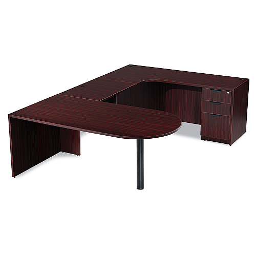 Alera Valencia Series D-Top Desk, 71" x 35.5" x 29.63", Mahogany (ALEVA277236MY)