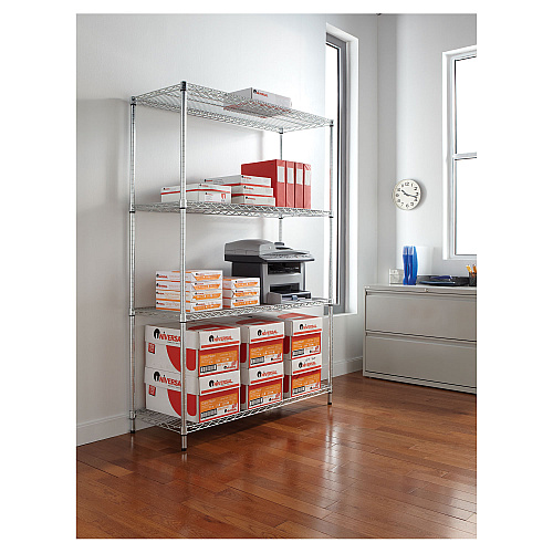 Alera NSF Certified Industrial Four-Shelf Wire Shelving Kit, 48w x 18d x 72h, Silver (ALESW504818SR)