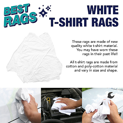 W43 T-shirt Cleaning Rags White New - 5lb Bag (N2-W43-5BG)