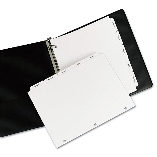 Avery Customizable Print-On Dividers, 3-Hole Punched, For Xerox 5090 Copiers,  5-Tab, 11 x 8.5, White, 30 Sets (20406)