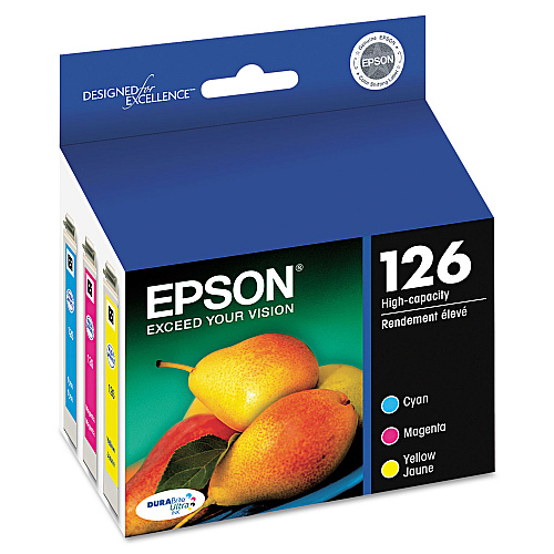 Epson T126520-S (126) DURABrite Ultra High-Yield Ink, Cyan/Magenta/Yellow, 3/Pack