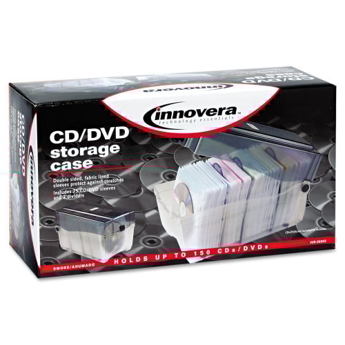 Innovera CD/DVD Storage Case, Holds 150 Discs, Clear/Smoke