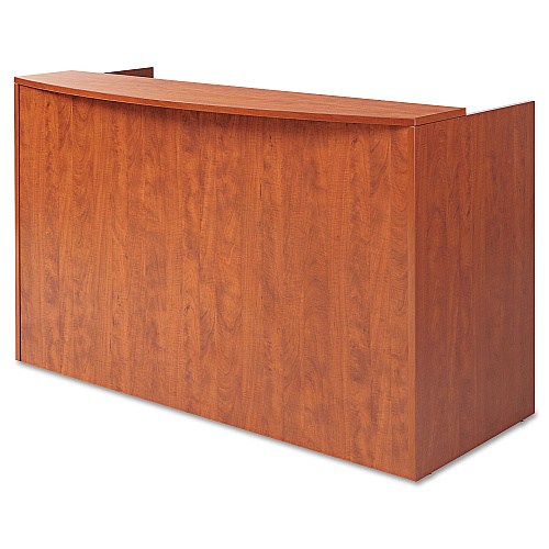 Alera Valencia Series Reception Desk with Transaction Counter, 71" x 35.5" x 29.5" to 42.5", Medium Cherry (ALEVA327236MC)