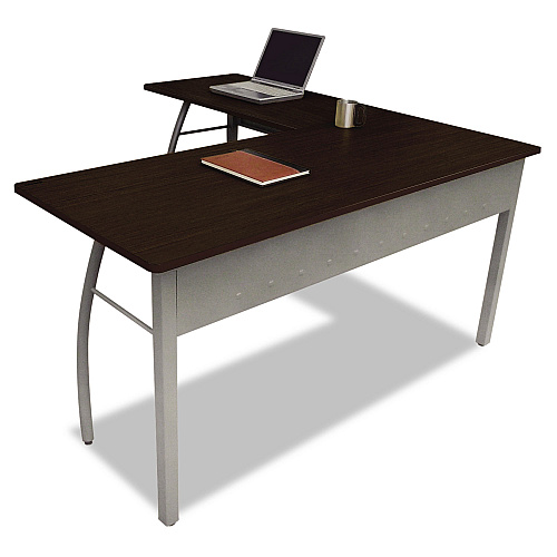 Linea Italia Trento Line L-Shaped Desk, 59.13" x 59.13" x 29.5", Mocha/Gray (TR737MOC)