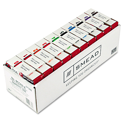 Smead Numerical End Tab File Folder Labels, 0-9, 1 x 1.25, White, 500/Roll, 10 Rolls/Box (67380)