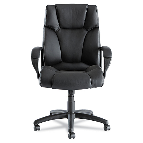 Alera Fraze Series Executive High-Back Swivel/Tilt Bonded Leather Chair, Supports 275 lb, 17.71" to 21.65" Seat Height, Black (ALEFZ41LS10B)