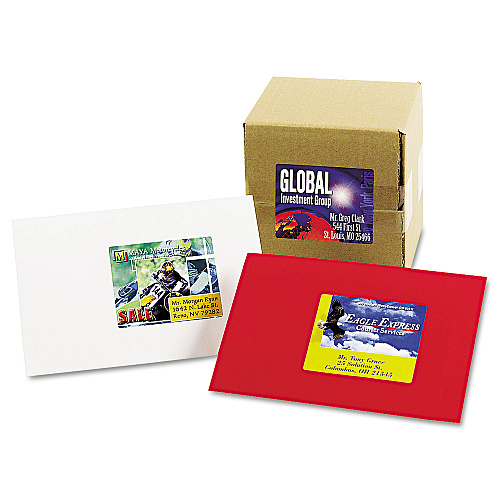 Avery Vibrant Laser Color-Print Labels w/ Sure Feed, 3 x 3.75, White, 150/PK (6874)