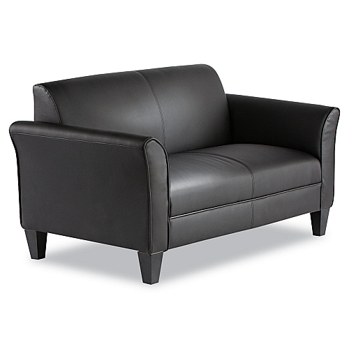Alera Reception Lounge Furniture, Loveseat, 55.5w x 31.5d x 33.07h, Black (ALERL22LS10B)