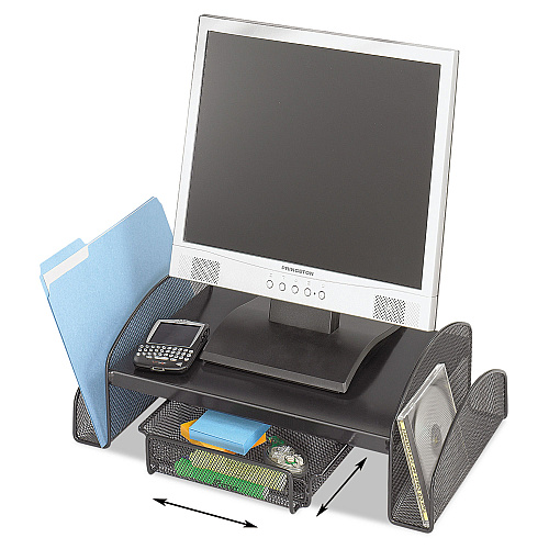 Safco Onyx Mesh Monitor Stand, 19.25" x 11.25" x 6.25", Black (2159BL)