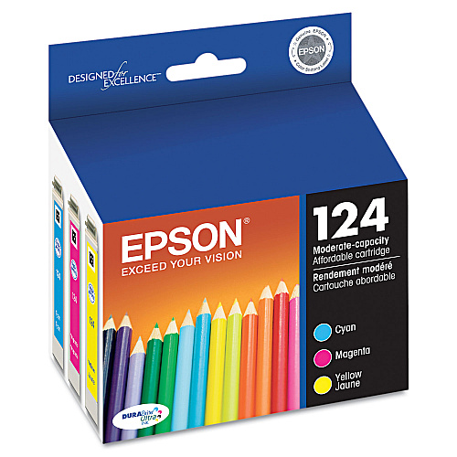 Epson T124520-S (124) DURABrite Ultra Ink, Cyan/Magenta/Yellow