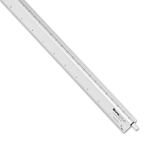 Chartpak Adjustable Triangular Scale Aluminum Architects Ruler, 12" Long, Silver (238)