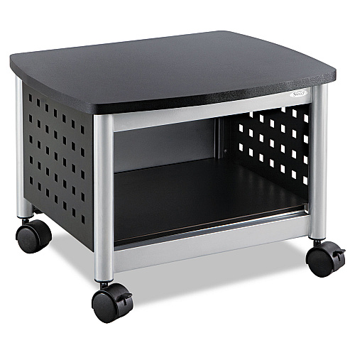 Safco Scoot Under-Desk Printer Stand, Metal, 2 Shelves, 100 lb Capacity, 20.25" x 16.5" x 14.5", Black/Silver (1855BL)