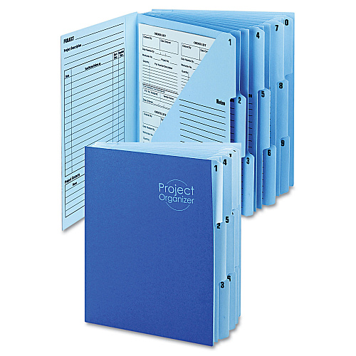 Smead 10-Pocket Project Organizer with Indexed Tabs (1-10), 10 Sections, Unpunched, 1/3-Cut Tabs, Letter Size, Lake Blue/Navy Blue (89200)