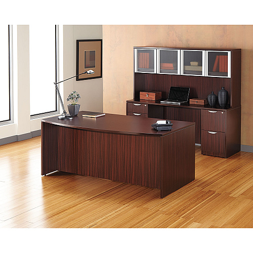 Alera Valencia Series Bow Front Desk Shell, 71" x 41.38" x 29.63", Mahogany (ALEVA227236MY)