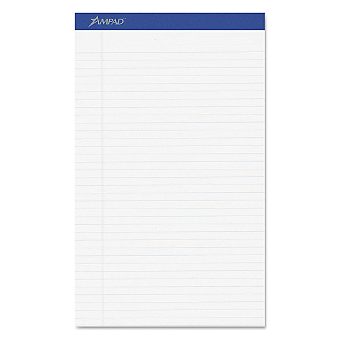 Ampad Perforated Writing Pads, Wide/Legal Rule, 50 White 8.5 x 14 Sheets, Dozen (20330)