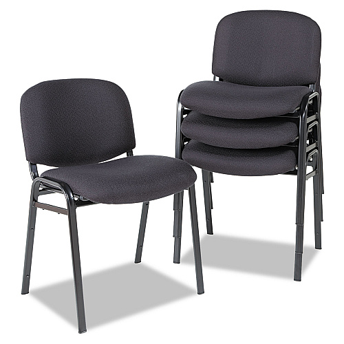 Alera Continental Series Stacking Chairs, Supports Up to 250 lb, 19.68" Seat Height, Black, 4/Carton (ALESC67FA10B)