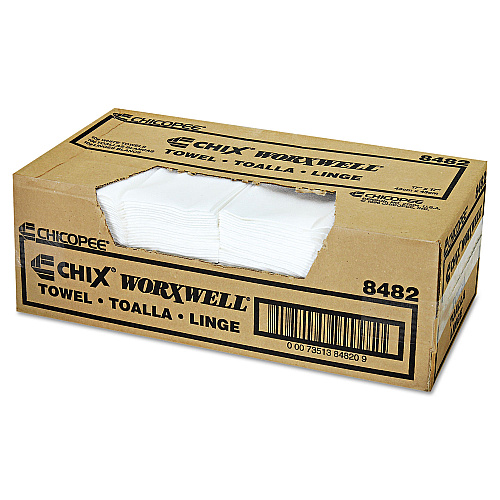 Chicopee Durawipe Shop Towels, 17 x 17, Z Fold, White, 100/Carton (8482)