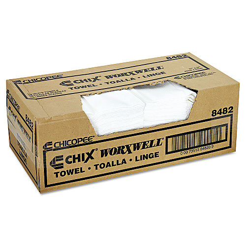 Chicopee Durawipe Shop Towels, 17 x 17, Z Fold, White, 100/Carton (8482)