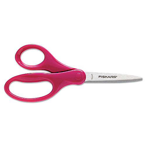 Fiskars Student Scissors, Pointed Tip, 7" Long, 3" Cut Length, Straight Handle, Randomly Assorted Handle Color (1294587097J)