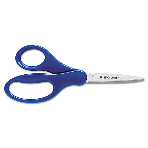 Fiskars Student Scissors, Pointed Tip, 7" Long, 3" Cut Length, Straight Handle, Randomly Assorted Handle Color (1294587097J)