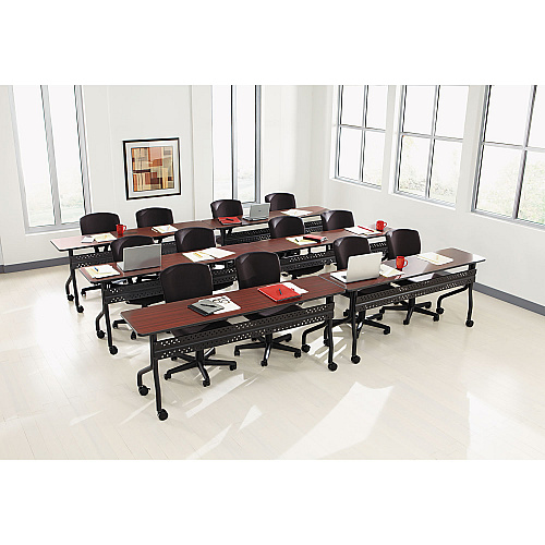 Iceberg OfficeWorks Mobile Training Table, Rectangular, 72" x 18" x 29", Mahogany/Black (68068)