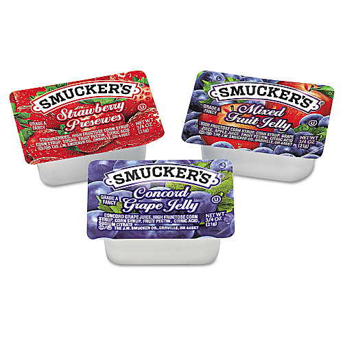 Smucker's Jam Assortment, Single Serving Packs, 0.5 Oz, 200/carton