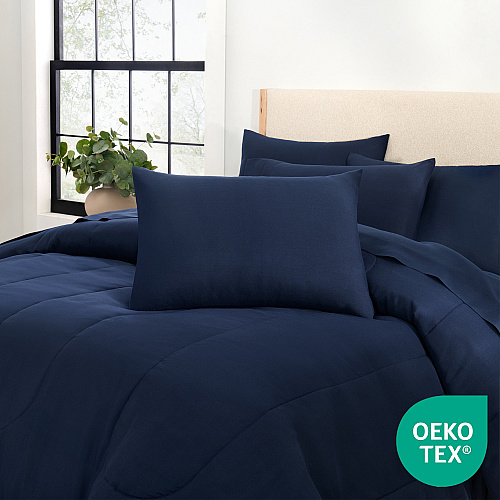 Family Essentials Bed In Bag 7pc Set - Queen - Navy - 1 Set (P-BIAB-FQ-NV)