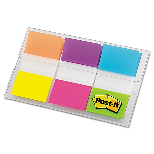 Post-it Page Flags in Portable Dispenser, Assorted Brights, 60 Flags/Pack (680EGALT)