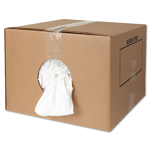 HOSPECO New Bleached White T-Shirt Rags, 25 Pounds/Bag (45525)