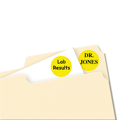 Avery Printable Self-Adhesive Removable Color-Coding Labels, 0.75" dia, Yellow, 24/Sheet, 42 Sheets/Pack, (5462) (05462)
