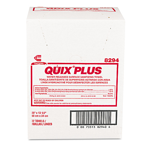 Chix Quix Plus Cleaning and Sanitizing Towels, 13.5 x 20, Pink, 72/Carton (8294)