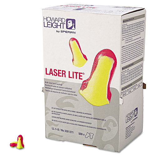 Howard Leight LL-1 D Laser Lite Single-Use Earplugs, Cordless, 32NRR, MA/YW, LS500, 500 Pairs