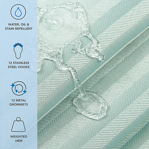 Host & Home Poly Shower Curtain Set 72x72 Damask Silt Green - 1 Set (P-SCSTD-7272-GR)