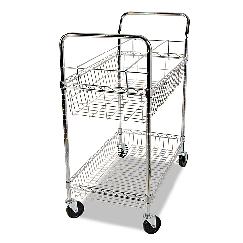 Alera Carry-all Mail Cart, Metal, 1 Shelf, 1 Bin, 34.88" x 18" x 39.5", Silver (ALEMC3518SR)