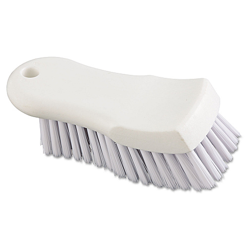 Boardwalk&reg; White Plastic Bristle Scrub Brush, 6", White Handle (BWKFSCBWH)