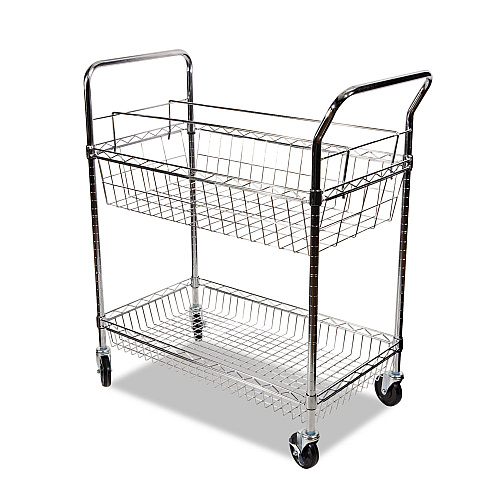 Alera Carry-all Mail Cart, Metal, 1 Shelf, 1 Bin, 34.88" x 18" x 39.5", Silver (ALEMC3518SR)