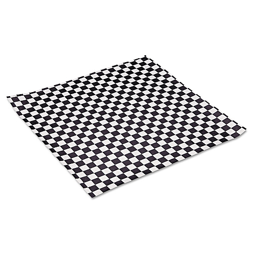 Bagcraft Grease-Resistant Paper Wraps and Liners, 12 x 12, Black Check, 1,000/Box, 5 Boxes/Carton (057800)