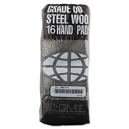 GMT Industrial-Quality Steel Wool Hand Pads, #00 Very Fine, Steel Gray, 16 Pads/Sleeve, 12/Sleeves/Carton (117002)