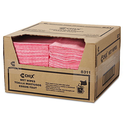 Chix Wet Wipes, 11.5 x 24, White/Pink, 200/Carton (8311)