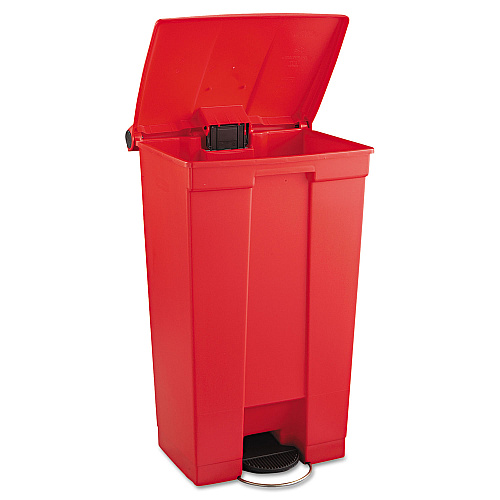 Rubbermaid Commercial Indoor Utility Step-On Waste Container, 23 gal, Plastic, Red (6146RED)