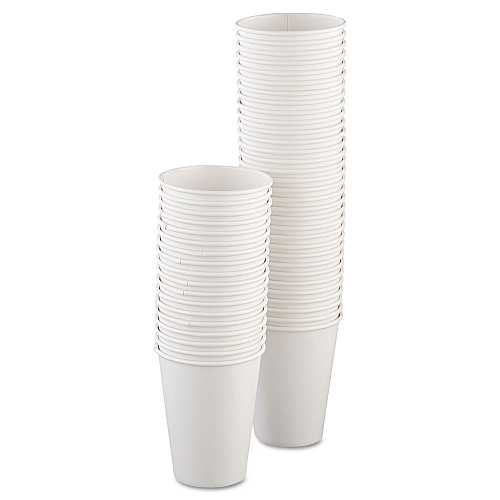 SOLO Single-Sided Poly Paper Hot Cups, 12 oz, White, 50/Bag, 20 Bags/Carton (412WN)