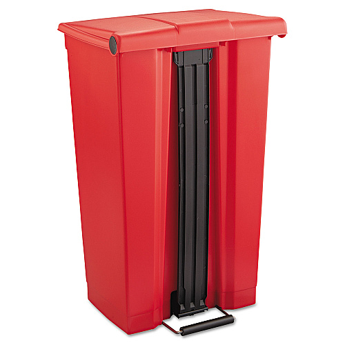 Rubbermaid Commercial Indoor Utility Step-On Waste Container, 23 gal, Plastic, Red (6146RED)