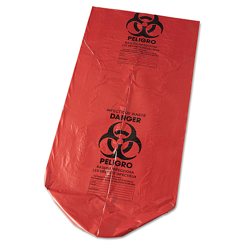 Inteplast Group Low-Density Commercial Can Liners, Infectious Waste Biohazard, 45 gal, 1.3 mil, 40" x 46", Red, Interleaved, 20/RL, 5 RL/CT (SL4046R)