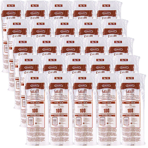 Dart High-Impact Polystyrene Cold Cups, 5 oz, Translucent, 100 Cups/Sleeve, 25 Sleeves/Carton (Y5CT)