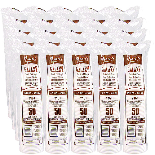 Dart High-Impact Polystyrene Cold Cups, 16 oz, Translucent, 50 Cups/Sleeve, 20 Sleeves/Carton (Y16T)